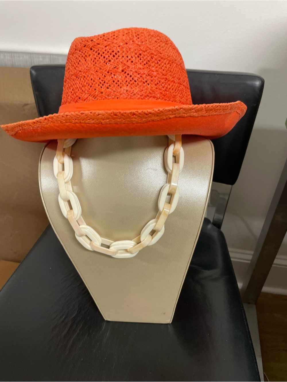 Orange Straw Fedora Hat - Women Accessories